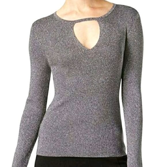 INC Women's Keyhole Knit Sweater in Gray Metallic - Size Small (NWT) - Picture 6 of 6